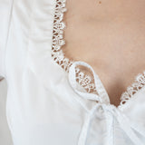 Blusa vintage corta austriaco estilo bávaro color blanco