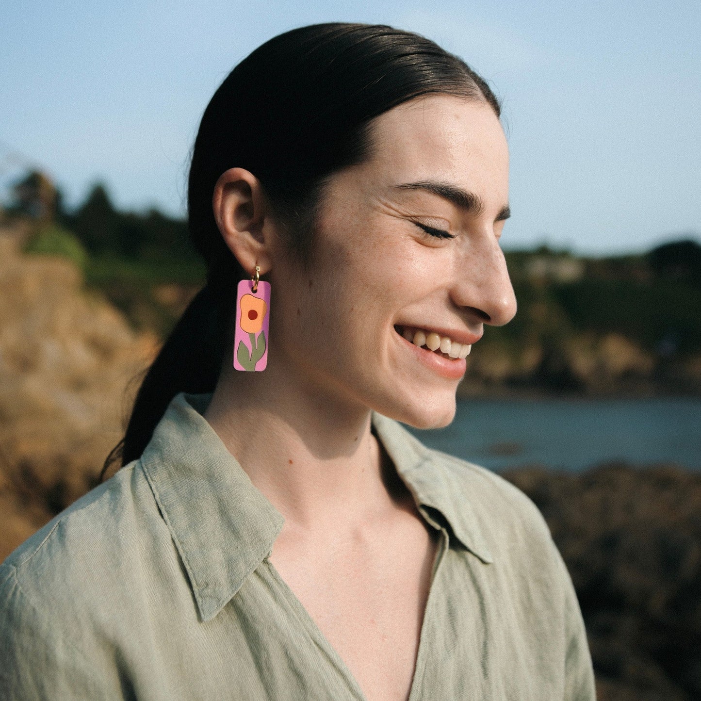Pendientes Lira rosa