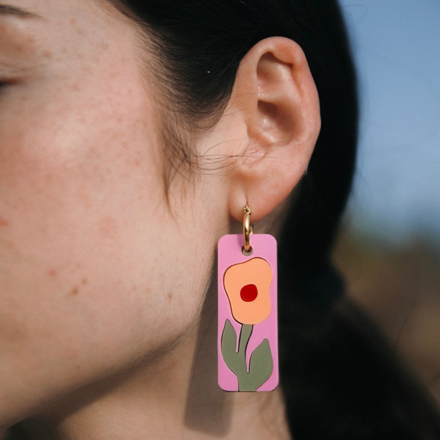 Pendientes Lira rosa
