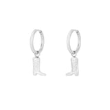 Pendientes aro plata con charm bota cowboy