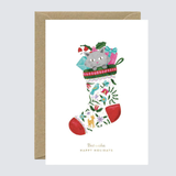 Tarjeta de Felicitación Navidad - Calcetín