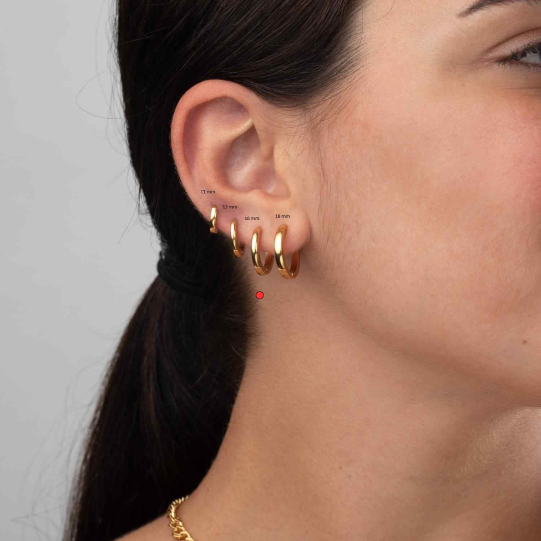 Pendientes Aro plano acero baño oro 16 mm.