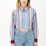 Camisa vintage 90s rework rayas multicolor