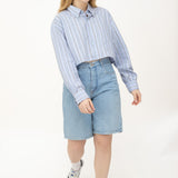 Camisa crop vintage 90s rework rayas azul y blanco