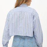 Camisa crop vintage 90s rework rayas azul y blanco