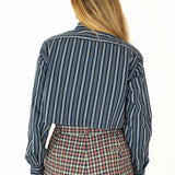 Camisa crop vintage 90s rework rayas azul