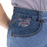 Falda mini vintage 90s denim con detalle patchwork margaritas