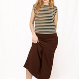 Falda larga vintage 90s con pinza delantera color marrón