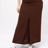 Falda larga vintage 90s con pinza delantera color marrón