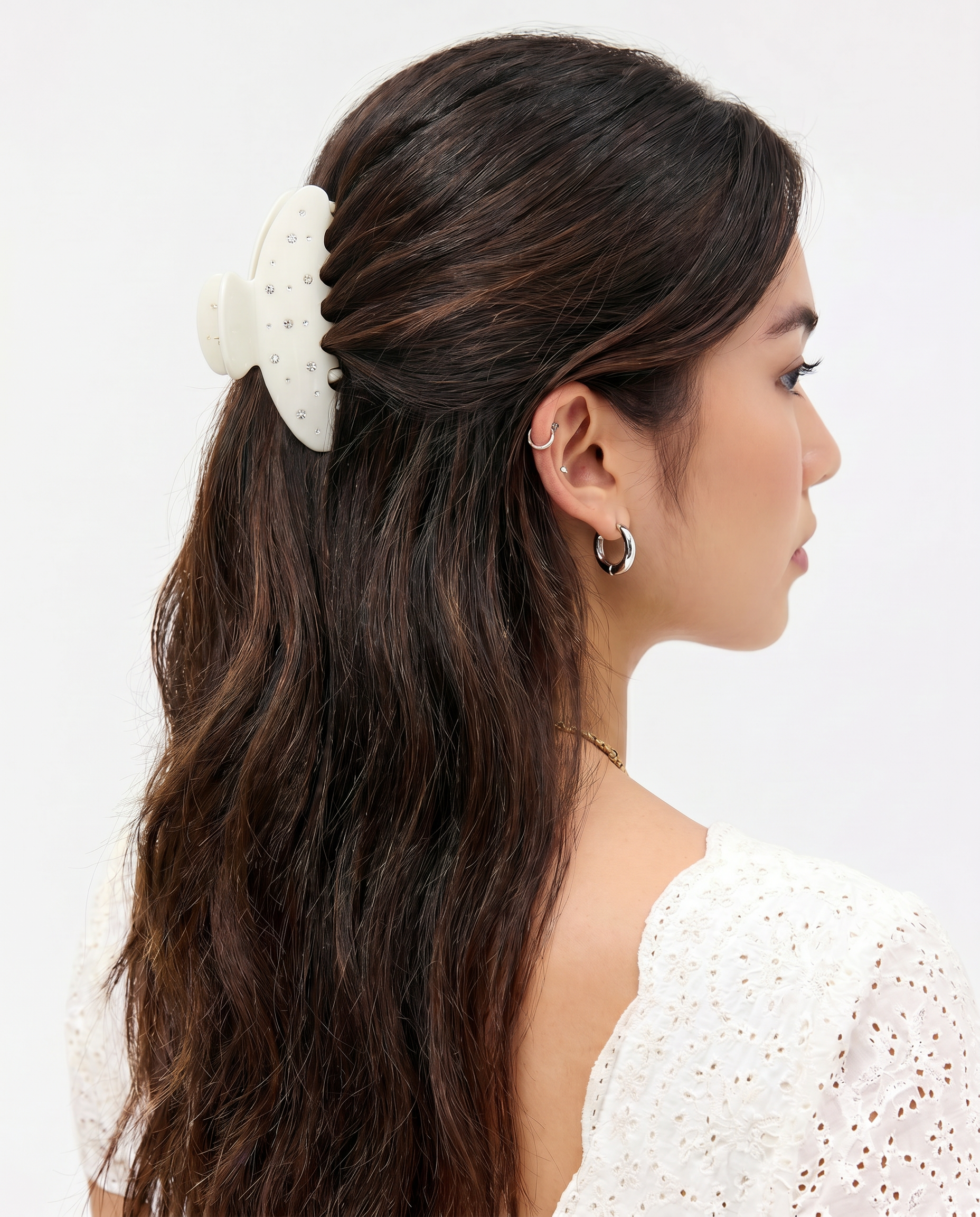 Pinza para el pelo blanca con strass