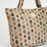 Mineo tile and ecru striped tote bag