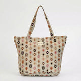 Mineo tile and ecru striped tote bag