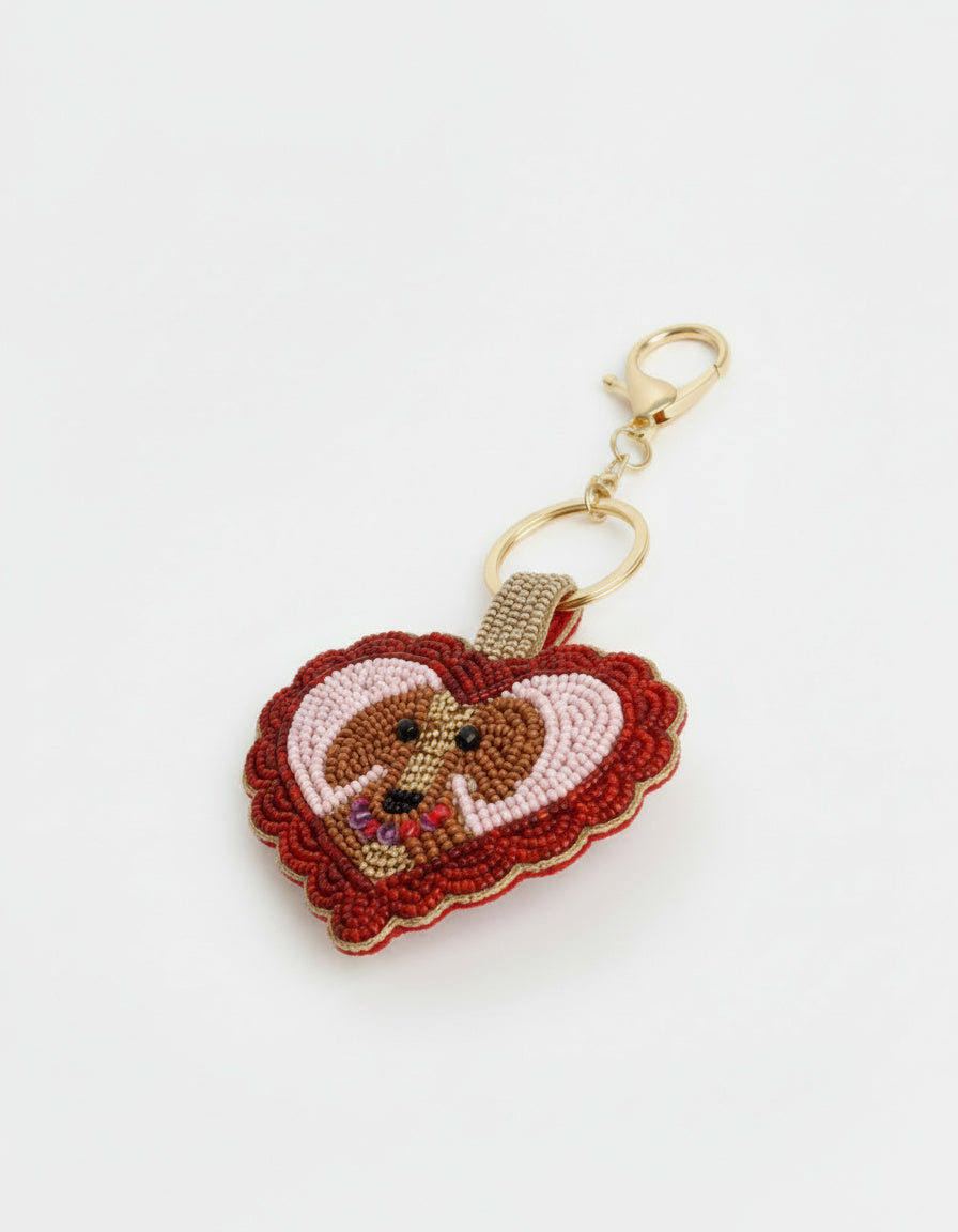 Charm bolso corazon y perro cuentas 