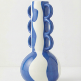 Jarron ceramica estampado abstracto azul y blanco