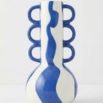 Jarron ceramica estampado abstracto azul