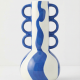 Jarron ceramica estampado abstracto azul