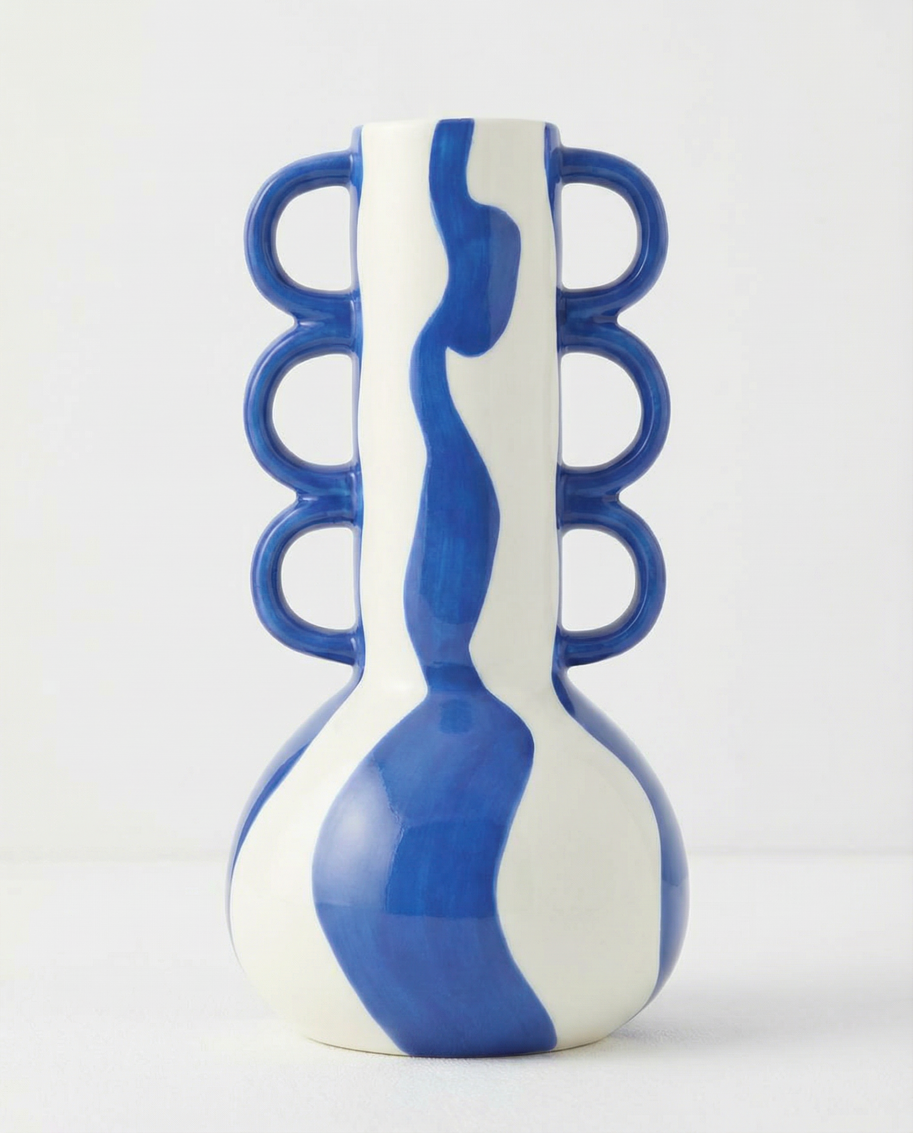 Jarron ceramica estampado abstracto azul