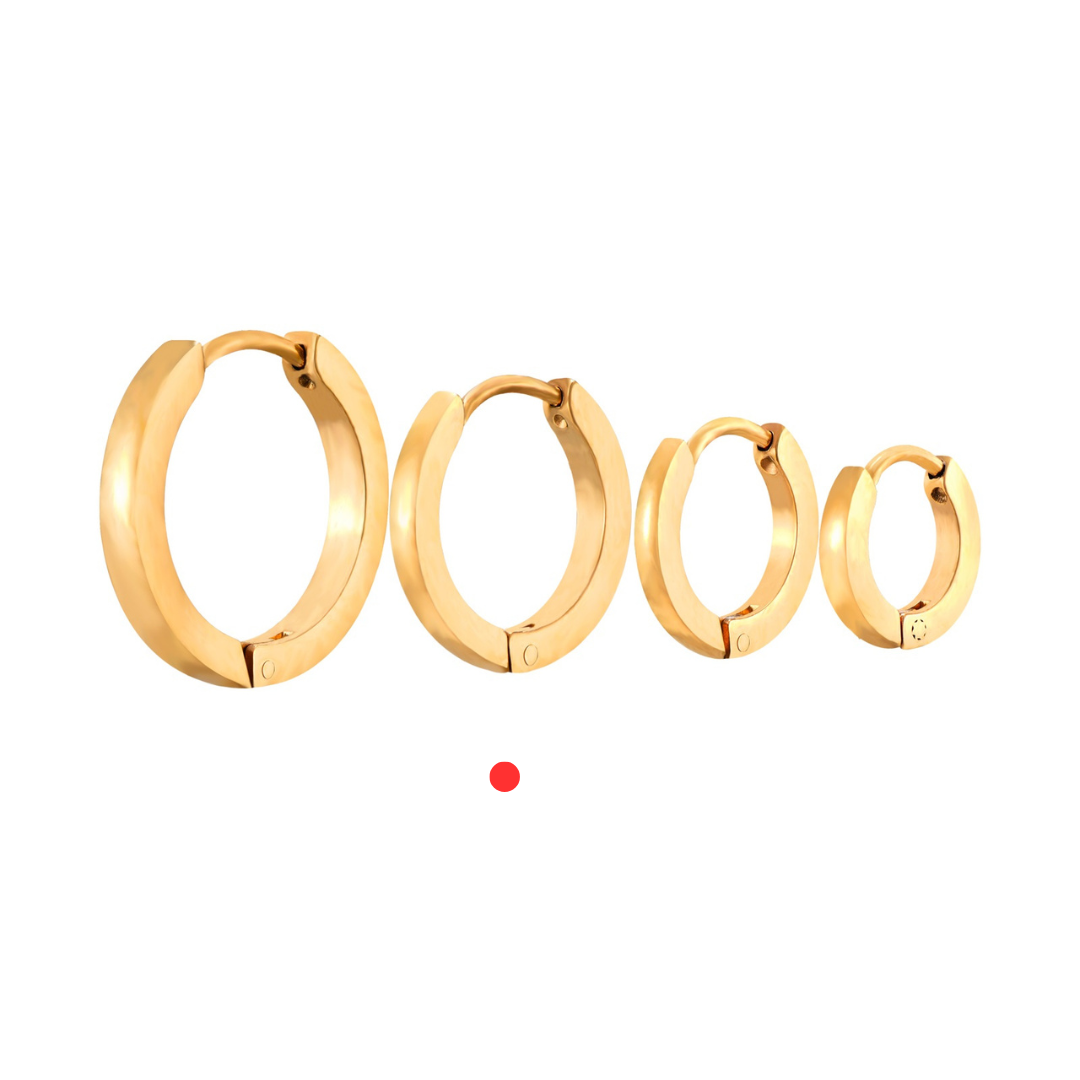 Pendientes Aro plano acero baño oro 16 mm.