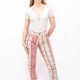 Pantalón vintage 90s tiro alto marca Pepe con estampado patchwork multicolor (varias tallas)