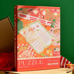 Caja del puzzle "La Pizza a Emporter" con diseño vintage