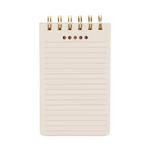 Interior del bloc con páginas rayadas y anillas doradas