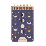 Reverso del bloc de notas con diseño lunar y logo