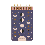 Reverso del bloc de notas con diseño lunar y logo