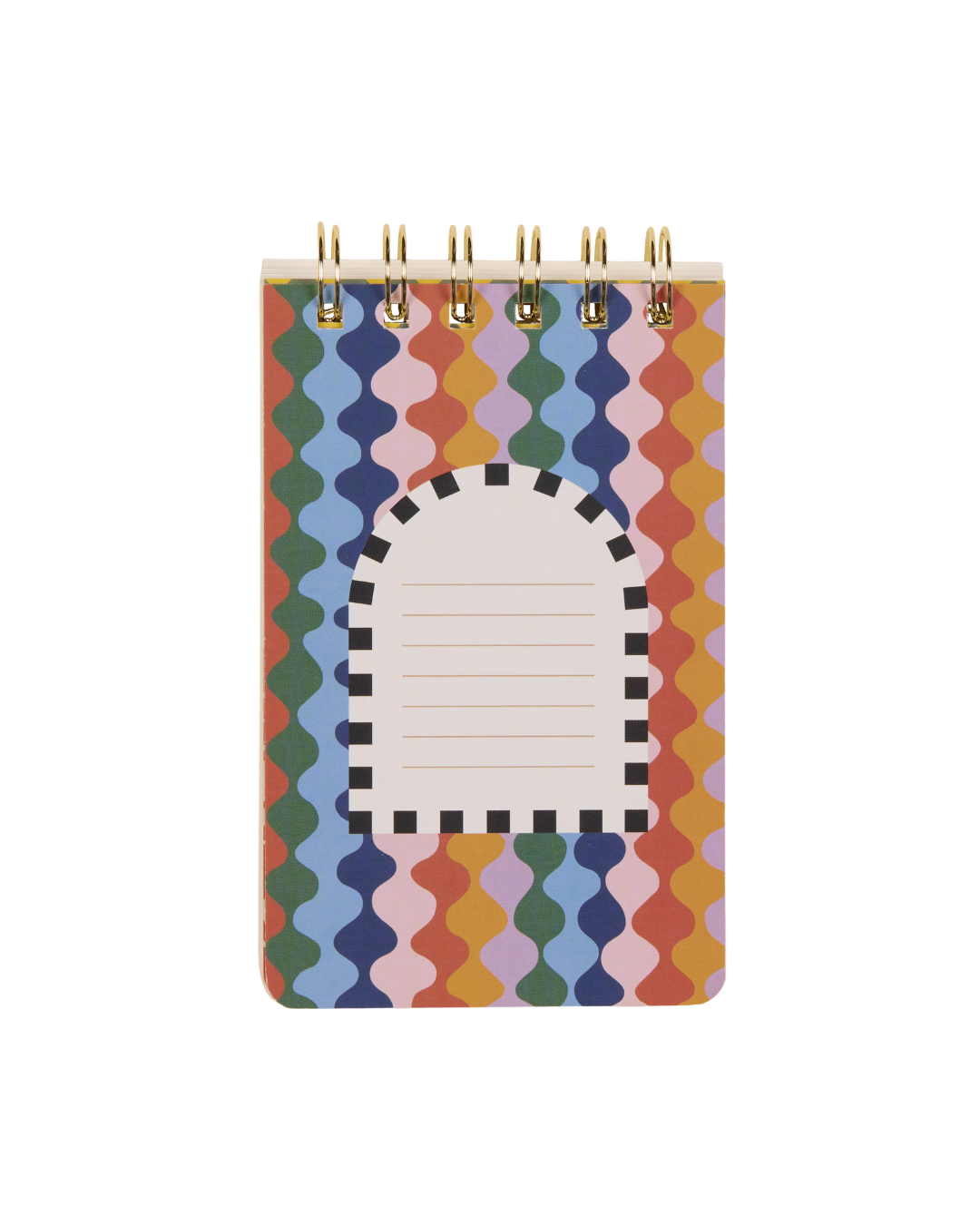 Contraportada del bloc de notas con ondas multicolor