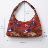 Bolso hobo vintage bordado con peces y lentejuelas