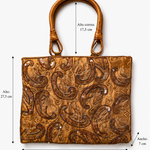 Imagen 4: Bolso vintage dorado con estampado cachemir mostrando sus medidas.