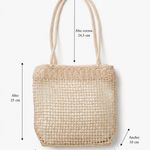 Bolso vintage de fibra trenzada con medidas.