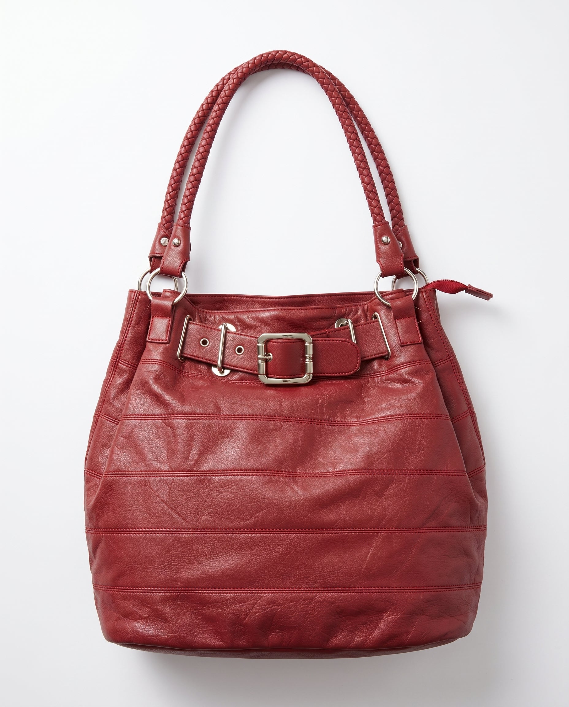 Imagen 1: Bolso vintage de piel roja nuevo a estrenar con hebilla decorativa.