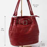 Imagen 4: Bolso vintage rojo de piel con medidas.