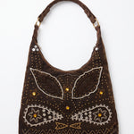 Imagen 1: Bolso vintage Y2K marrón con bordados, pedrería y detalles de cuentas.