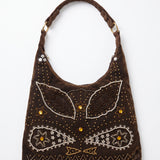 Imagen 1: Bolso vintage Y2K marrón con bordados, pedrería y detalles de cuentas.
