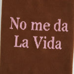 Calcetines deportivos de algodón marrón con puntera y talón rosa