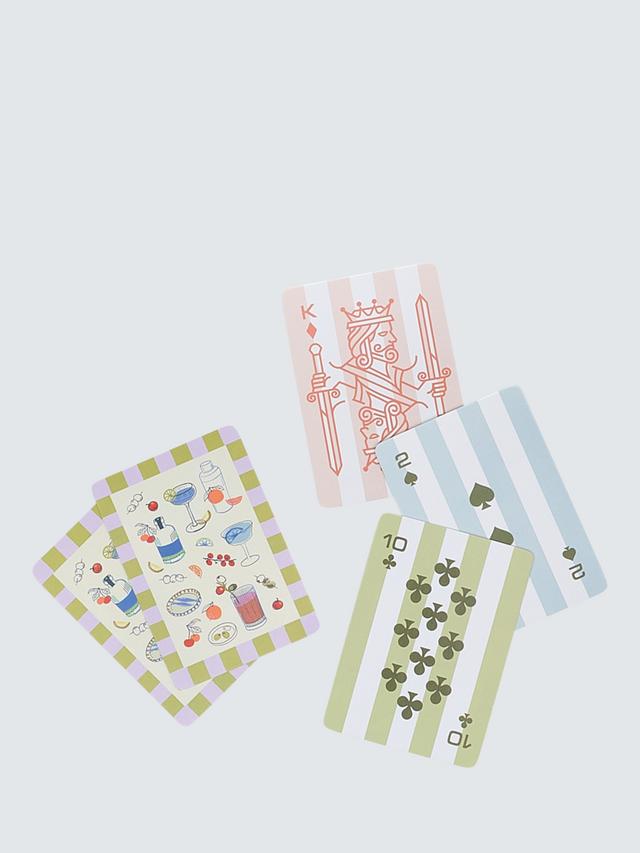 Cartas con ilustraciones de bebidas y aperitivos en tonos pastel, estilo retro