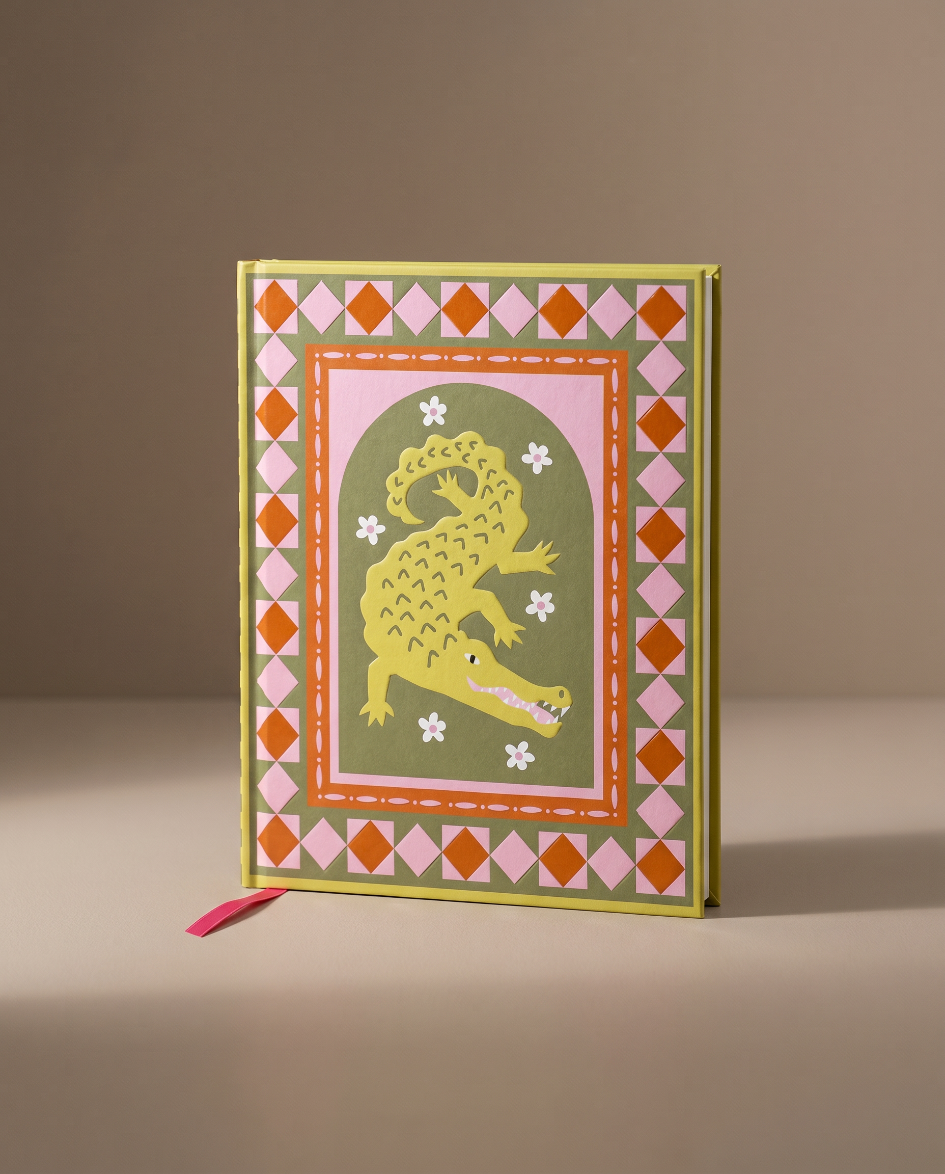 Cuaderno de tapa dura Cocodrilo con ilustración de un cocodrilo de estilo vintage.