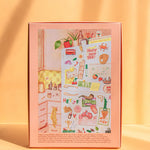 puzzle 1000 piezas la porte de frigo jour ferie caja rosa ilustracion