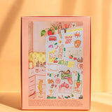 puzzle 1000 piezas la porte de frigo jour ferie caja rosa ilustracion