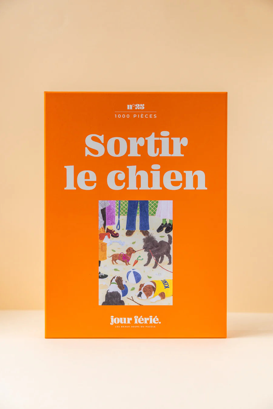 puzzle ilustrado 1000 piezas sortir le chien jour ferie caja naranja perros