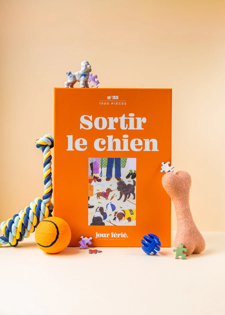 puzzle 1000 piezas perros con juguetes diseño artistico jour ferie