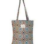 Bolsa tote bag de jacquard con estampado geométrico multicolor, vista frontal