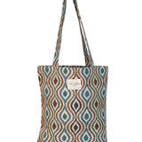 Bolsa tote bag de jacquard con estampado geométrico multicolor, vista frontal