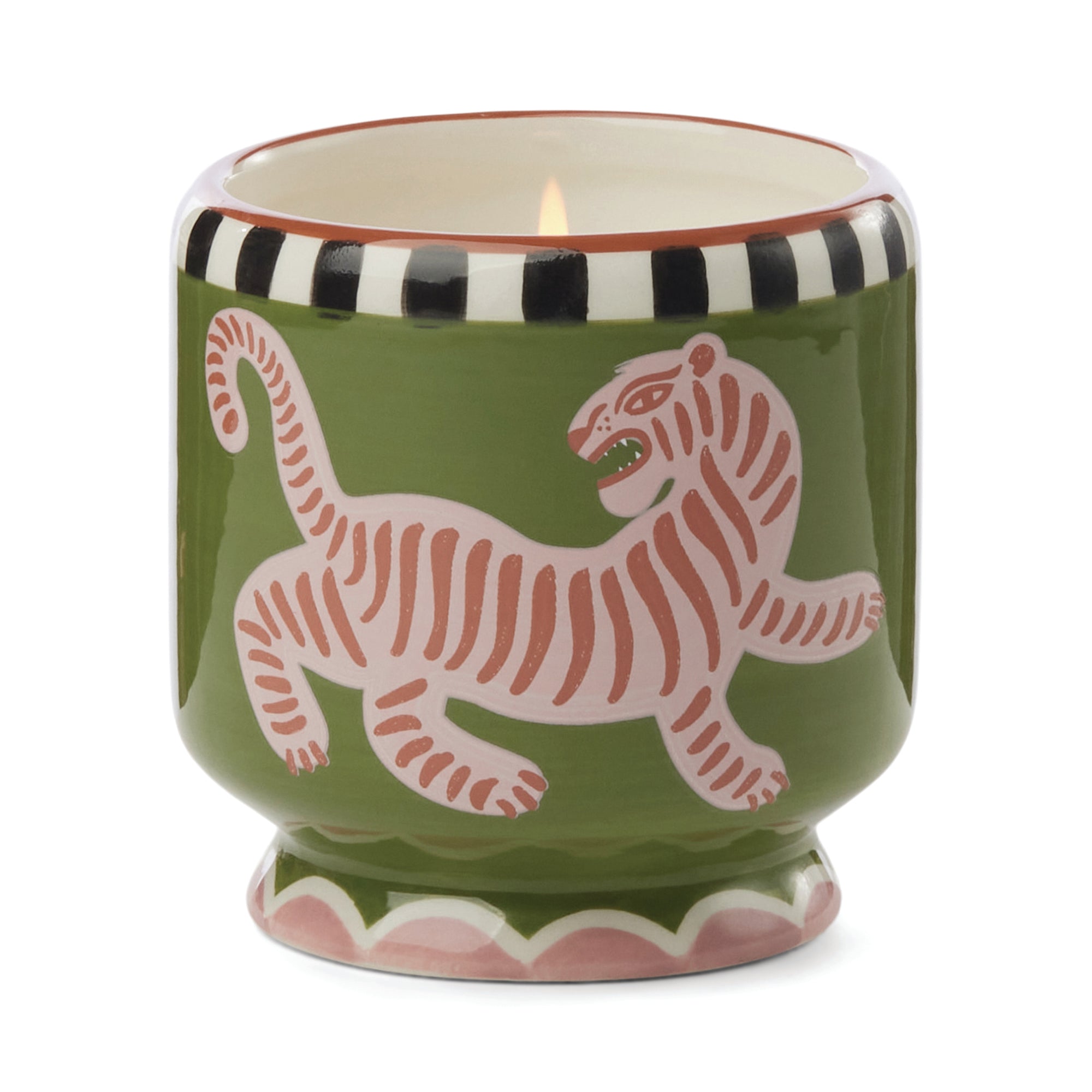 Vela artesanal en cerámica ilustrada con tigre rosa Paddywax