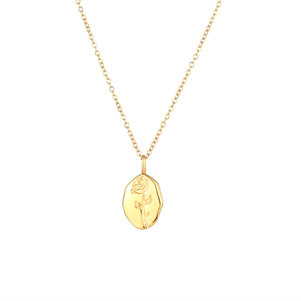 Collar Flor Acero Oro